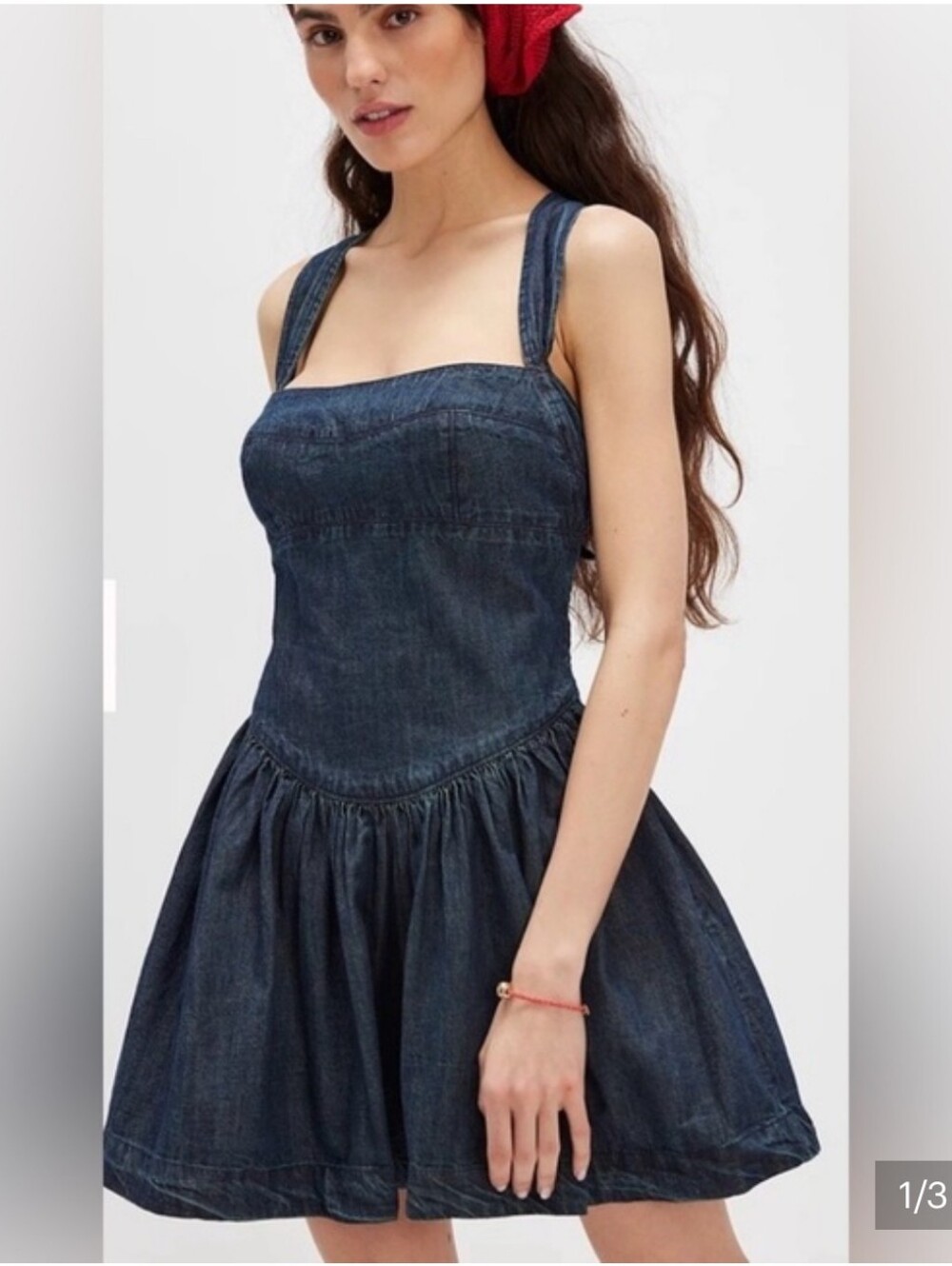 Free People Laurel Denim Mini Dress - Antique Dark Wash
